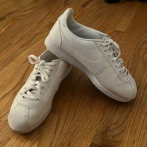 All white Nike Cortez